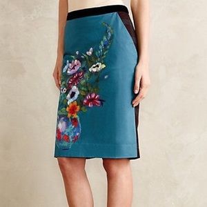 ANTHROPOLOGIE Emerald garden pencil skirt